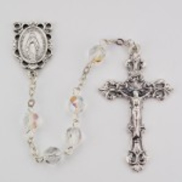 Photo of NS 6MM AB CRYSTAL/APR ROSARY WITH VELVET BOX R391-APR